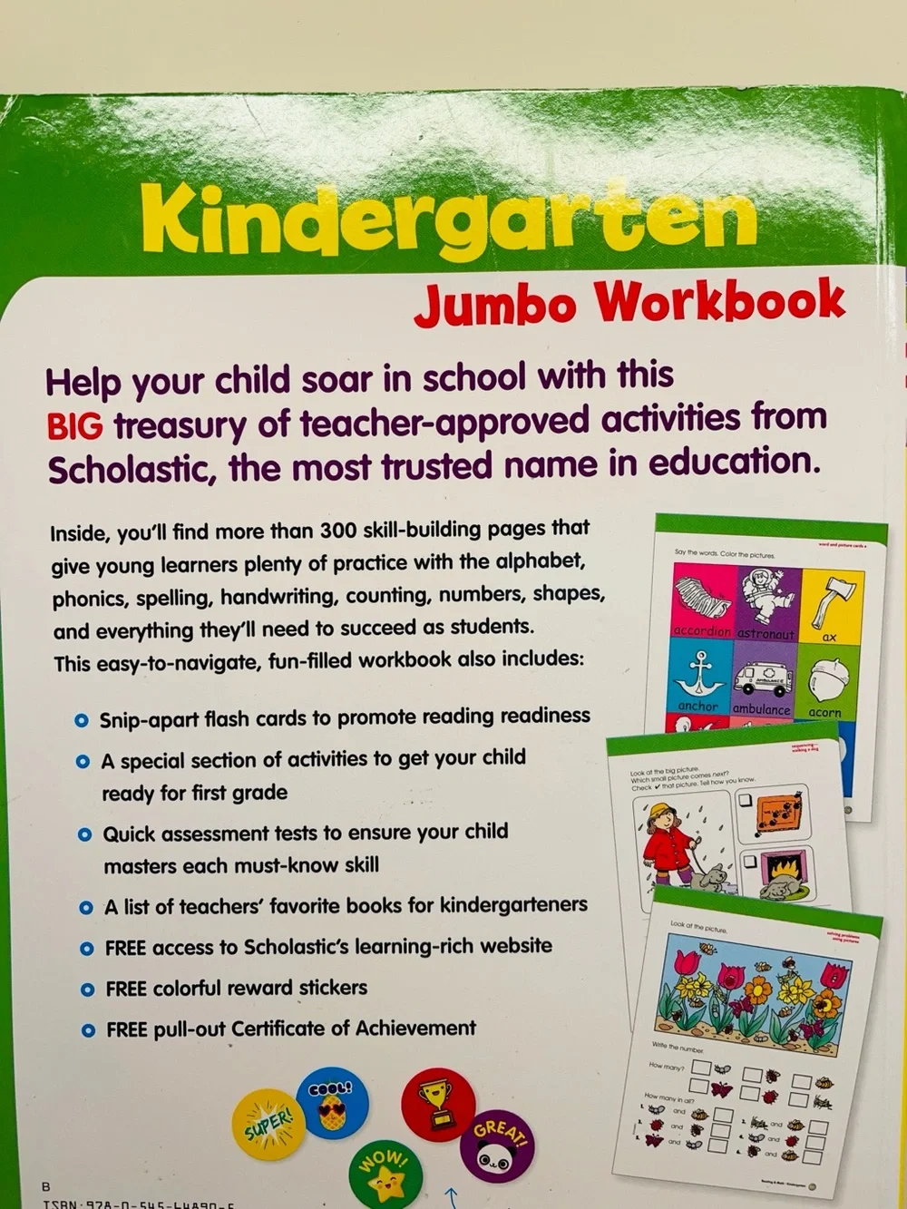 TWO Scholastic Kindergarten and First Grade Jumbo Workbooks